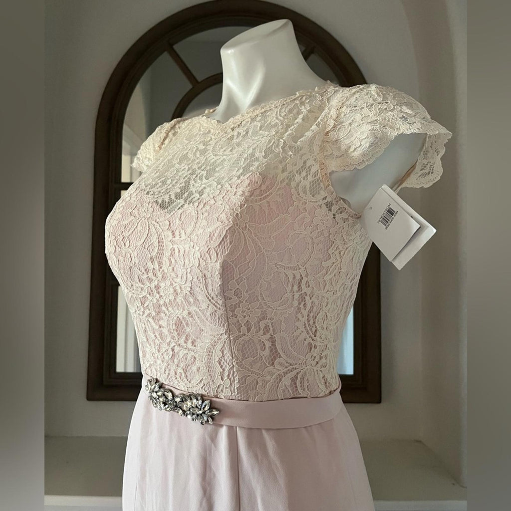 Jenny Packham Lace & Crepe Column Gown in Blush Pink, Size 4, New w/Tag $290