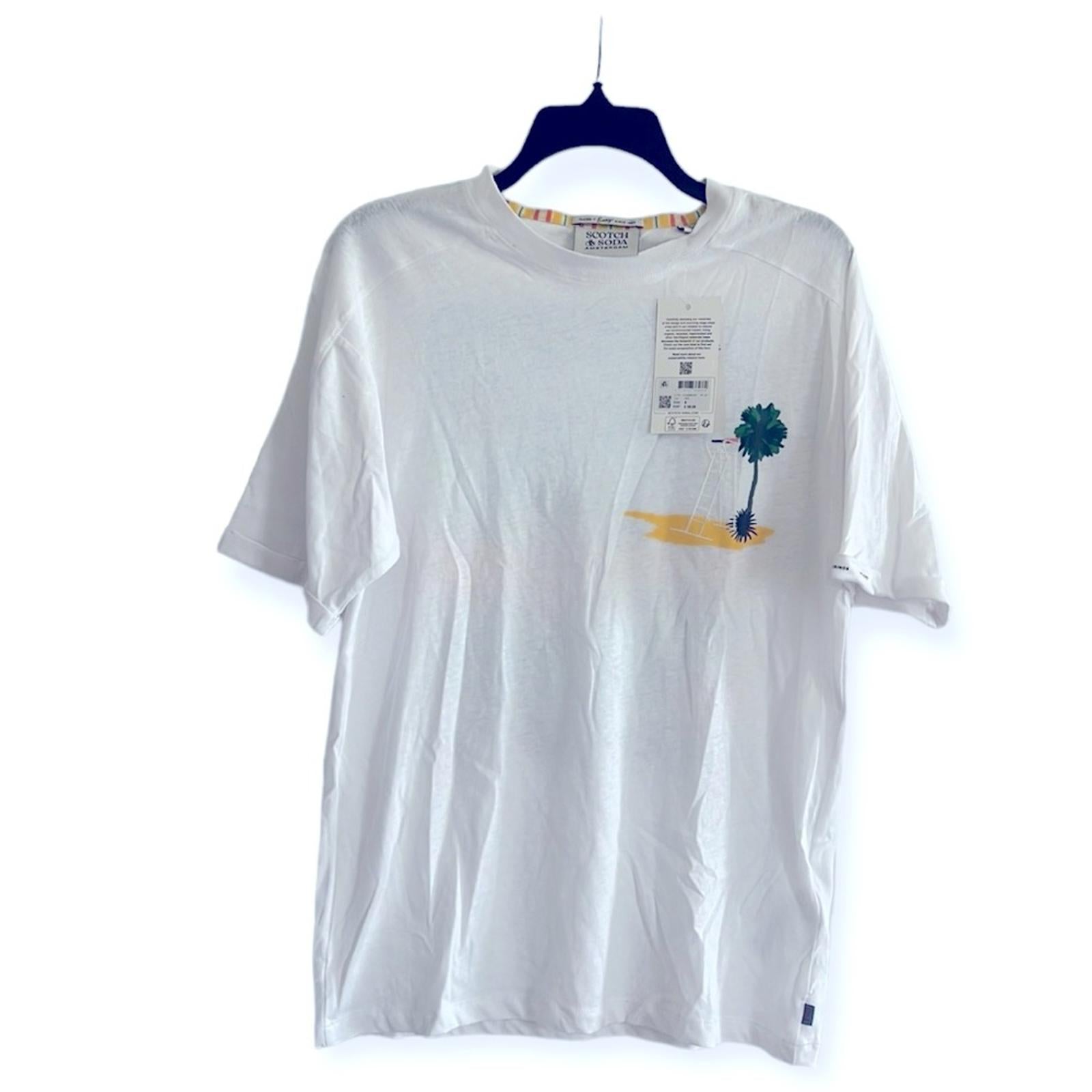 Scotch & Soda Sporty Relaxed Fit Artwork Tee, Organic Cotton & Linen Size S NWT