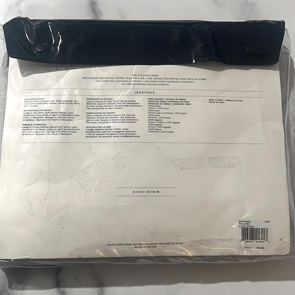 Ralph Lauren Home Pauline Euro Sham in Grey, New w/Tag $185