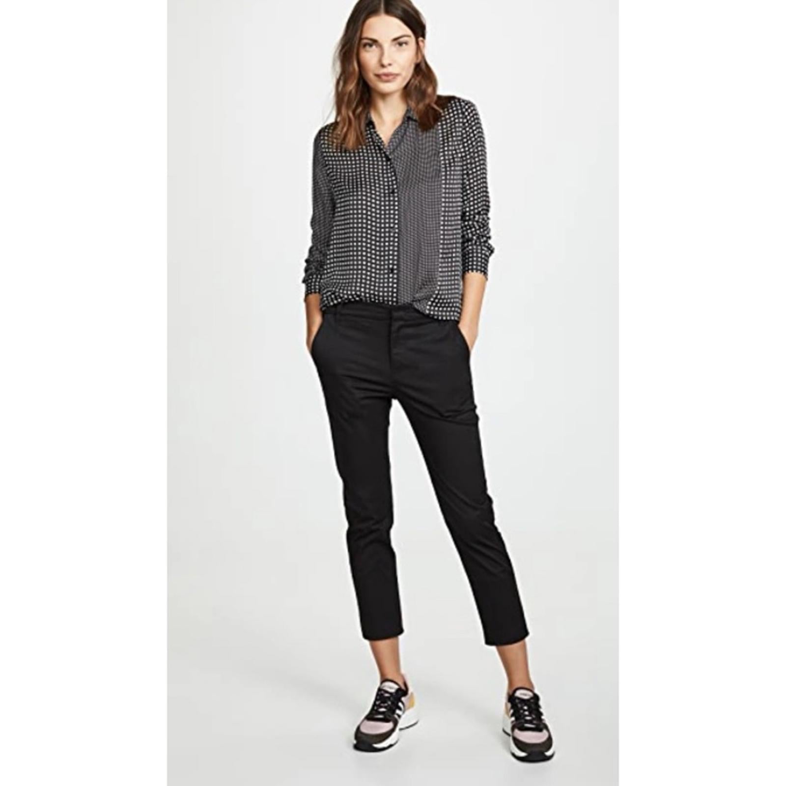 NWT Vince Coin-Pocket Straight-Leg Cropped Chino Pants Black Size 14 Retail $225
