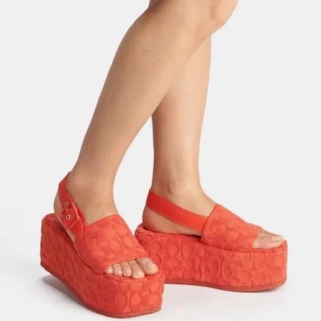 COACH Noelle Terry Cloth Sandal, Red Orange Size 11 Comes in Box - SOLD OUT!