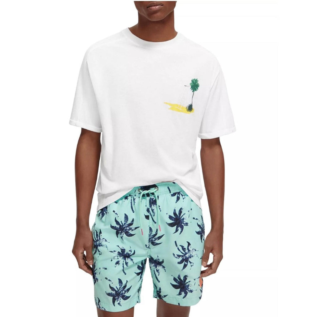 Scotch & Soda Sporty Relaxed Fit Artwork Tee, Organic Cotton & Linen Size S NWT