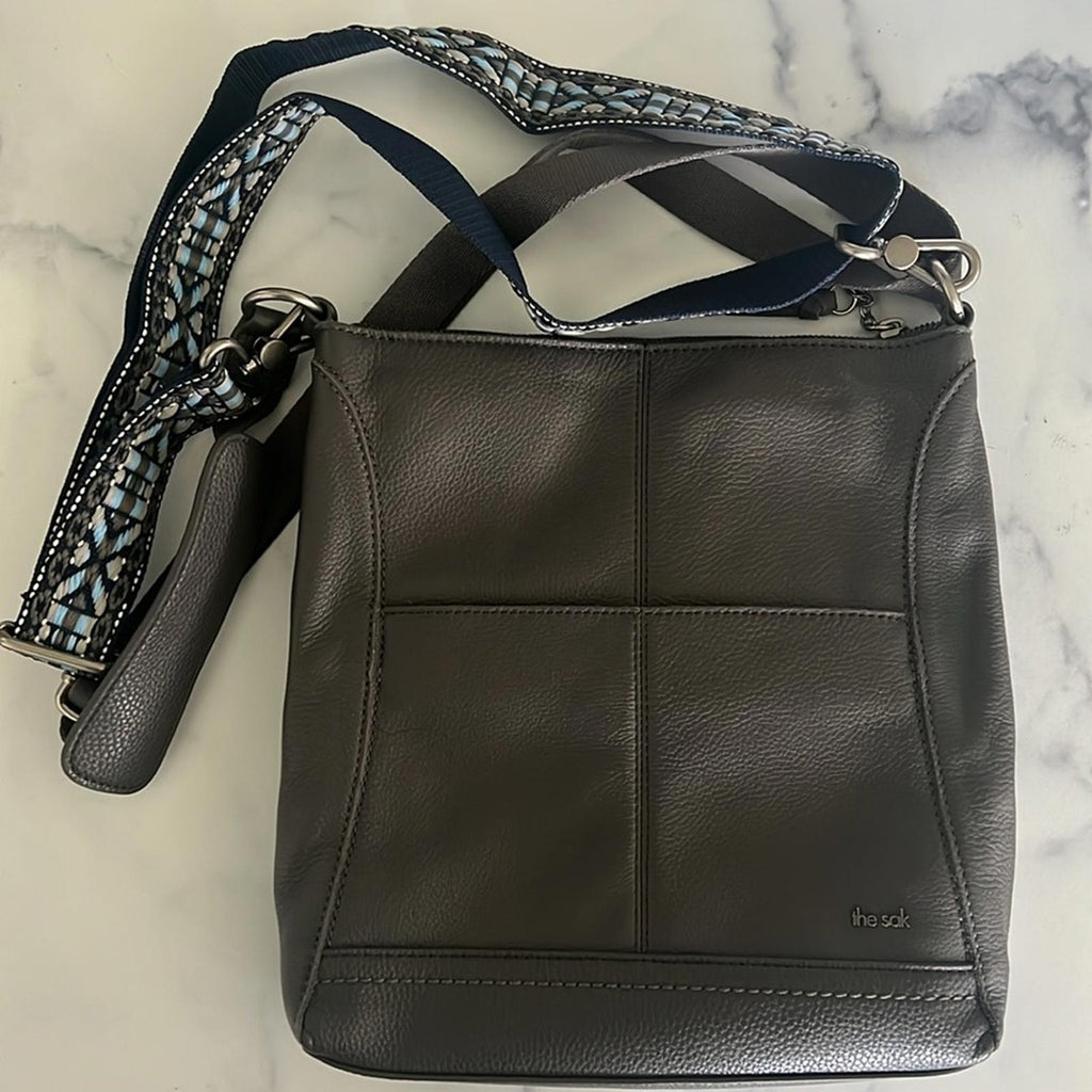 The Sak Lucia Leather Crossbody in Slate/Grey, NEW $149