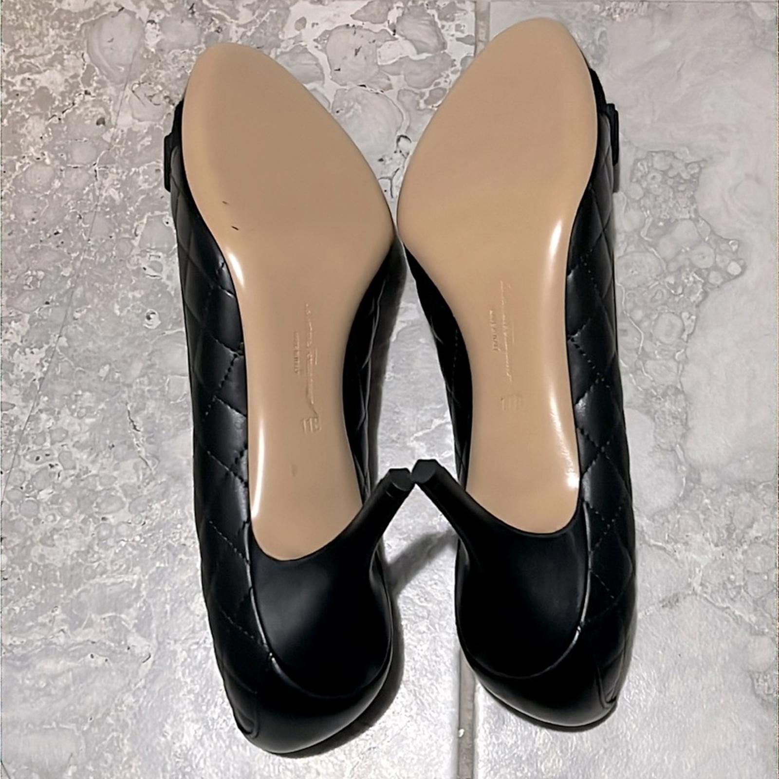 Ferragamo Carla Quilted Leather Cap Toe Pumps in Black, NWT, Size 11 B
