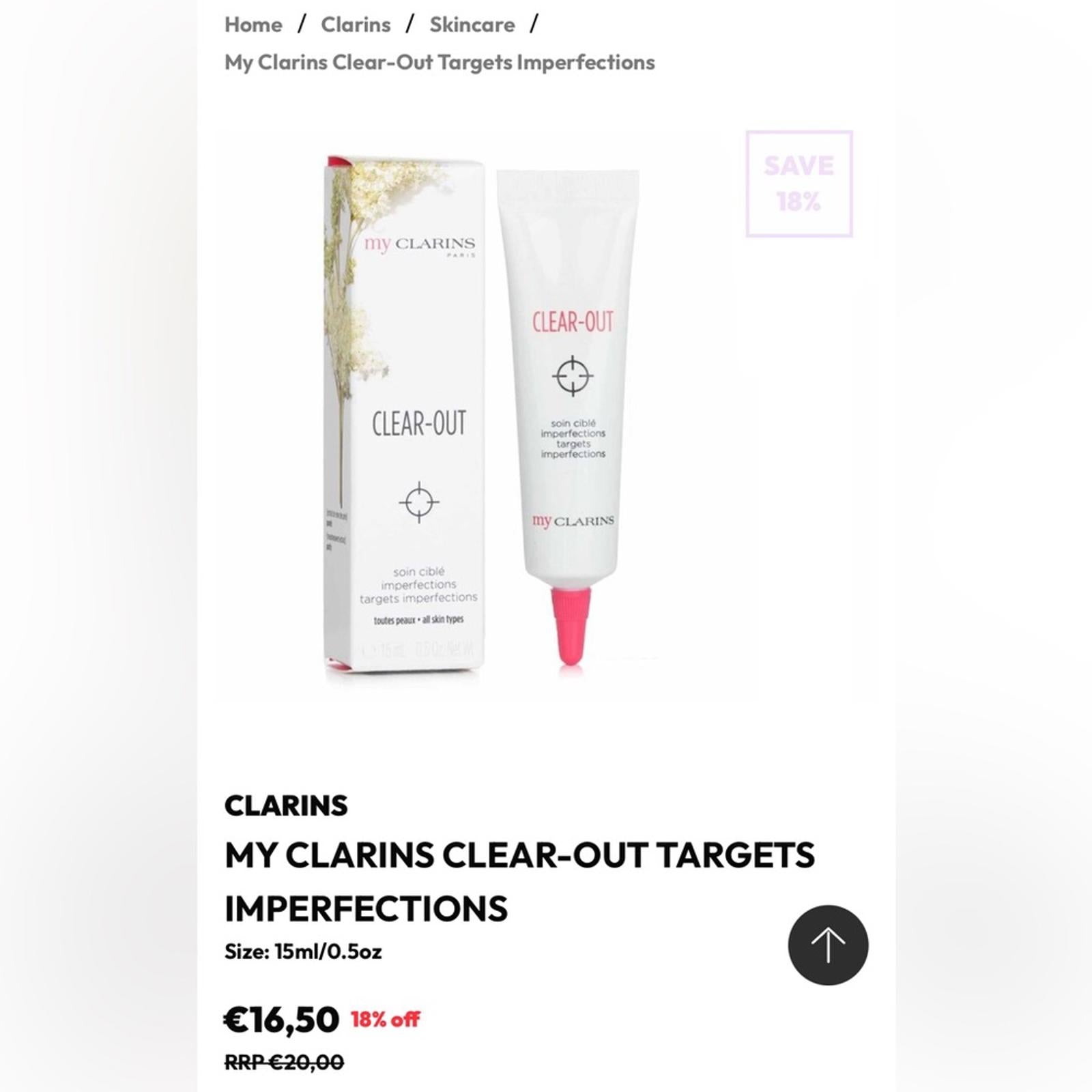 Clarins My Clarins Clear-Out Targets Imperfections, Size: 15ml/0.5oz New in Box