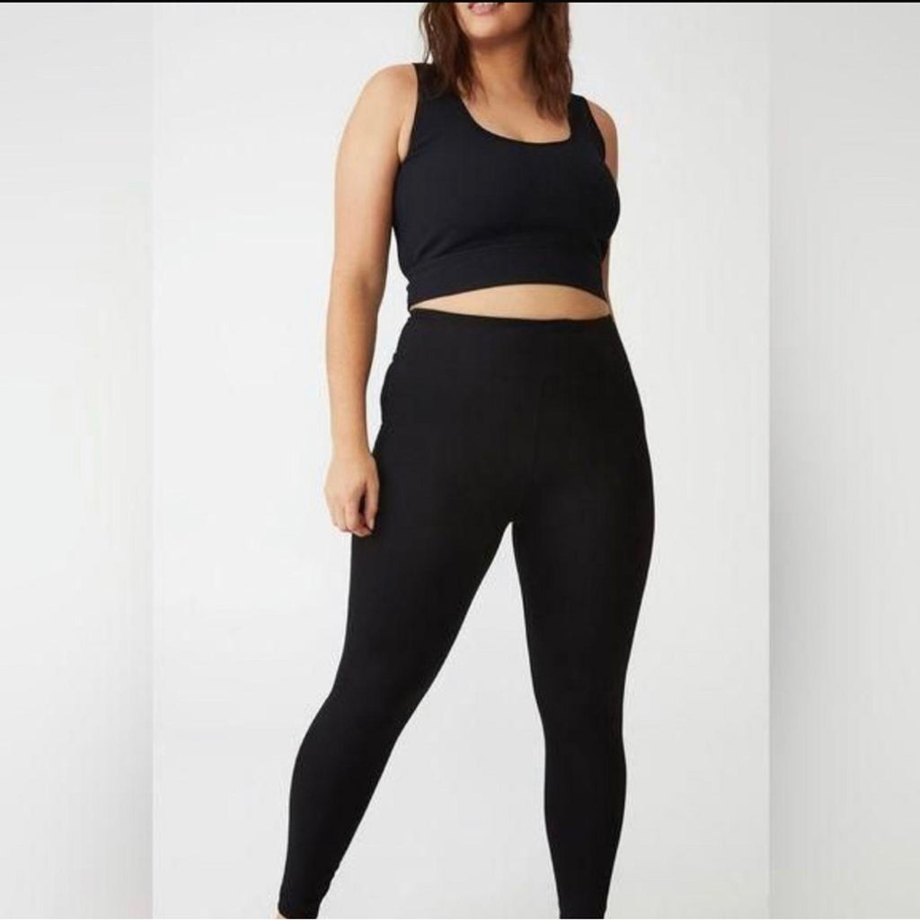 Cotton:On Curve Ultra Soft Cross Over Full Length Tight in Black US Size 14 NWT