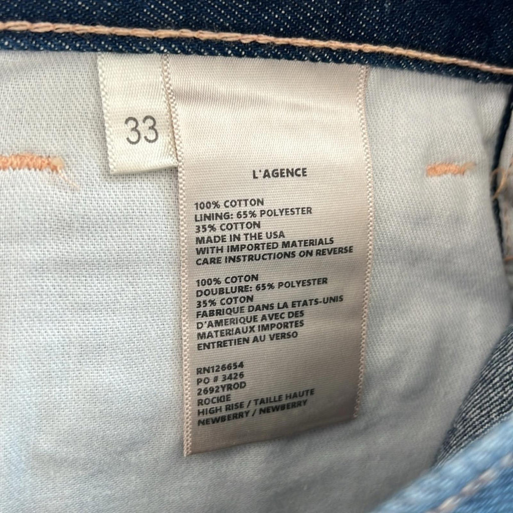 L’Agence Rockie High Rise Cigarette Jeans in Newberry,  Size 33 New w/Tag