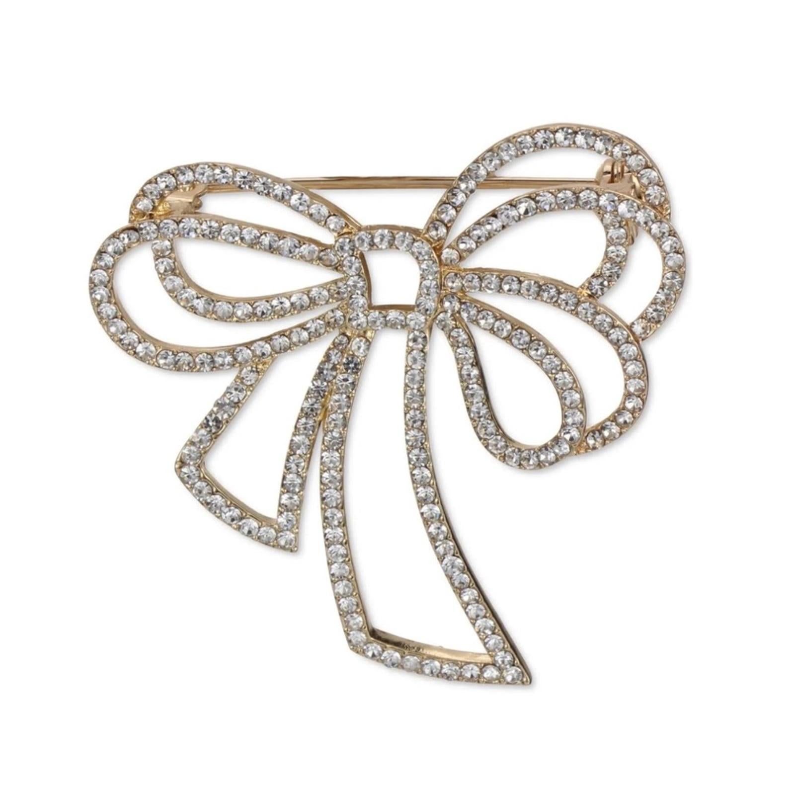 Charter Club Gold-Tone Pave Bow Pin, New in Box