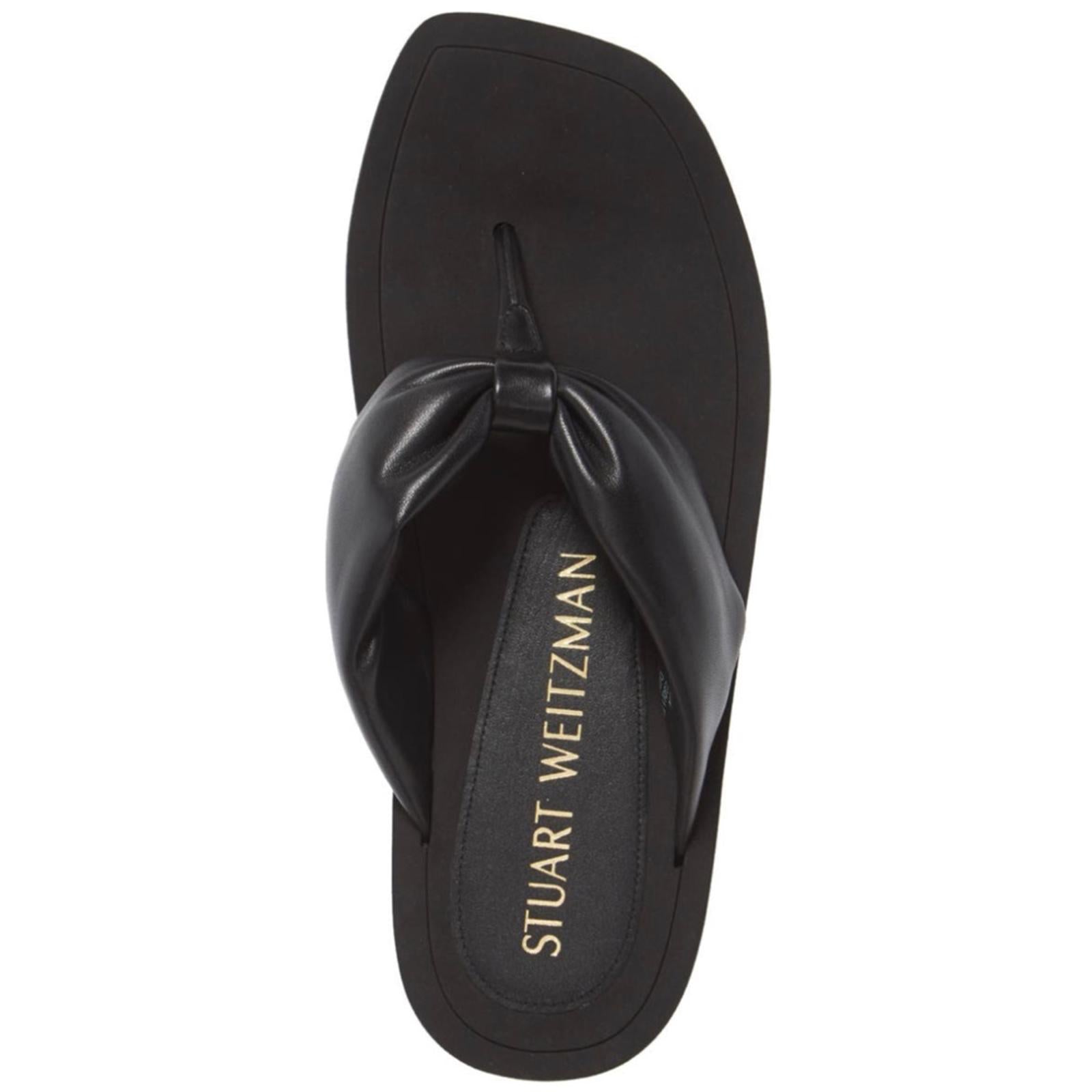 NEW Stuart Weitzman Leather Flip Flops in Black, Size US 8.5/ EU 39