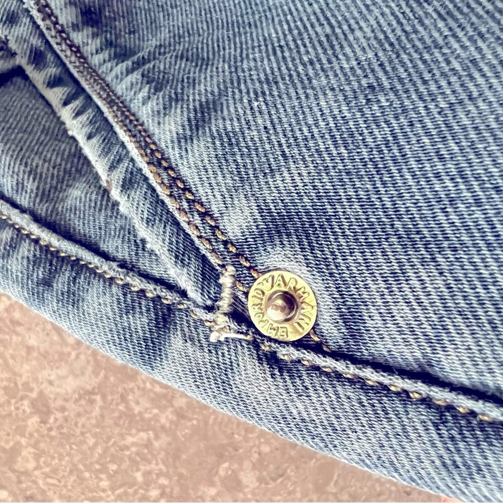 Emporio Armani Blue Jeans w/Leather Patch, Size 32