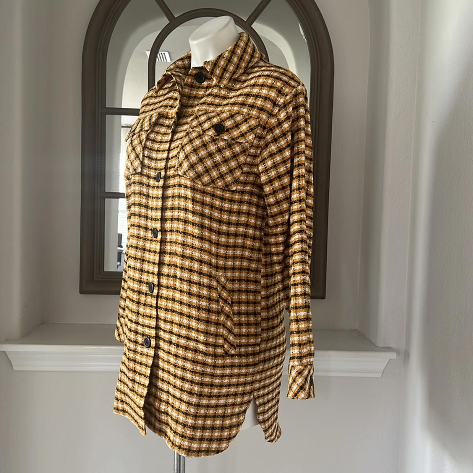 Karl Lagerfeld Paris Plaid Longline Shacket Size XXS Oversized NWT $189.50