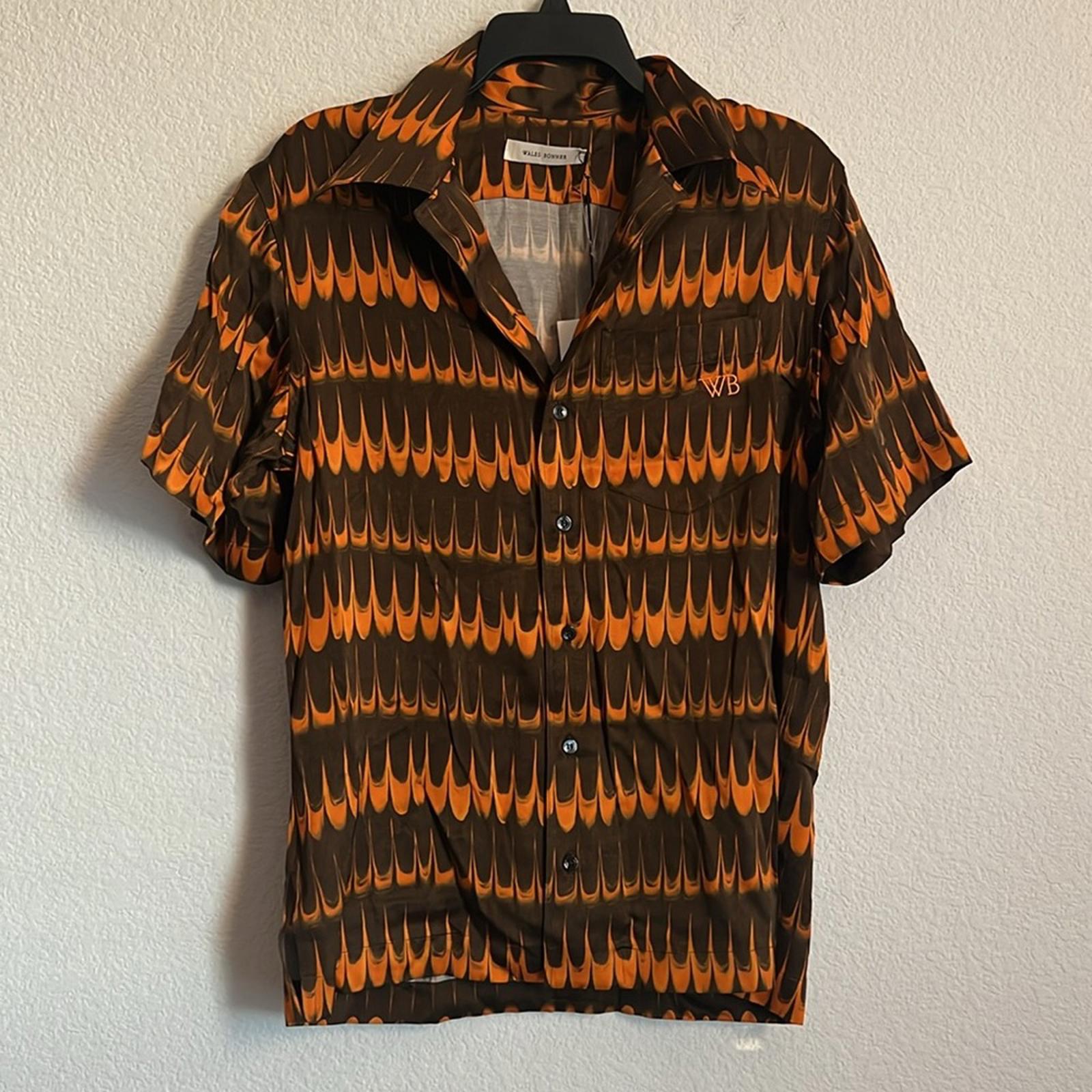 Wales Bonner Rhythm Short Sleeve Shirt in Brown Orange, NWT, Size 46