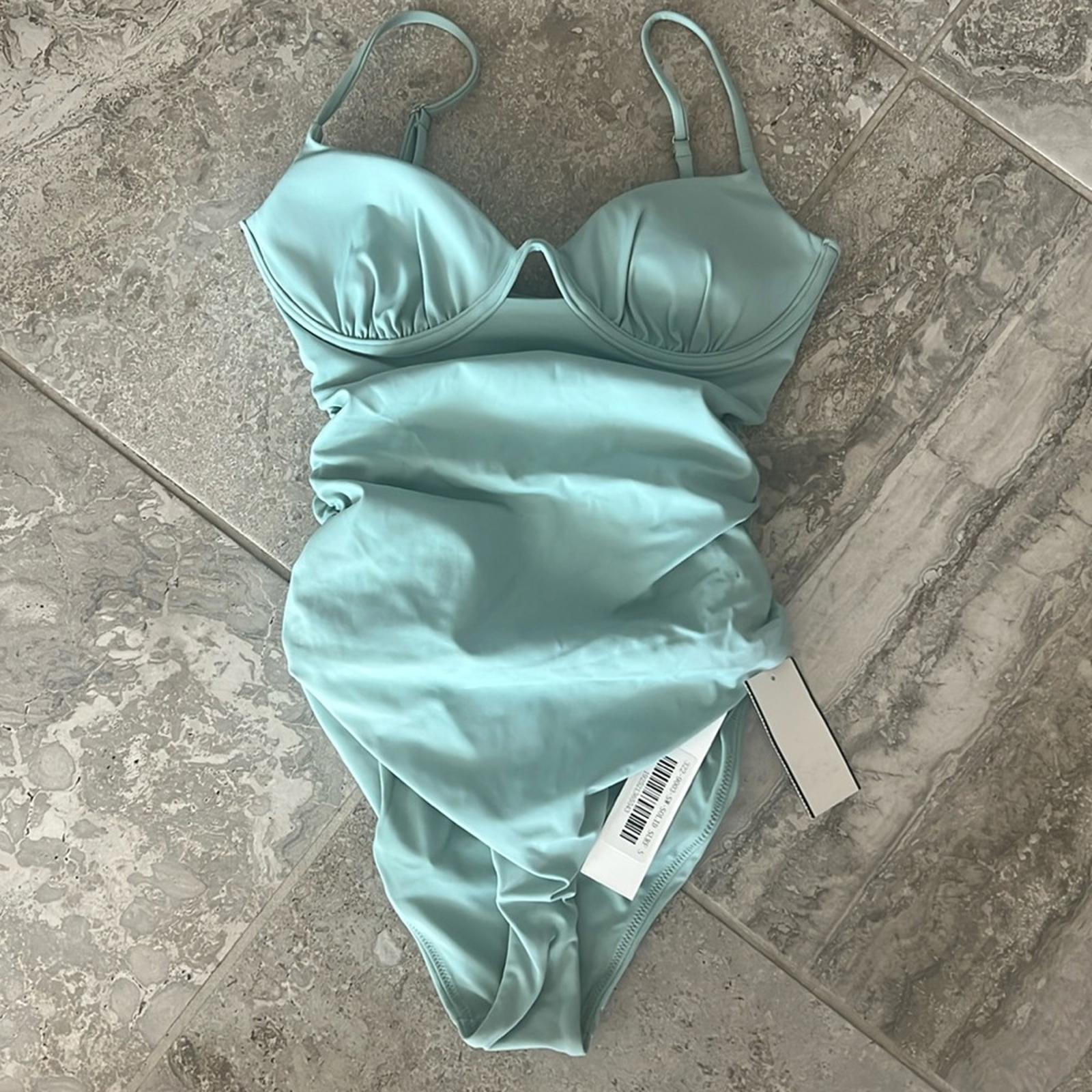 Jonathan Simkhai Laine Draped Satin Underwire One-Piece Swimsuit Size S NEW wTag