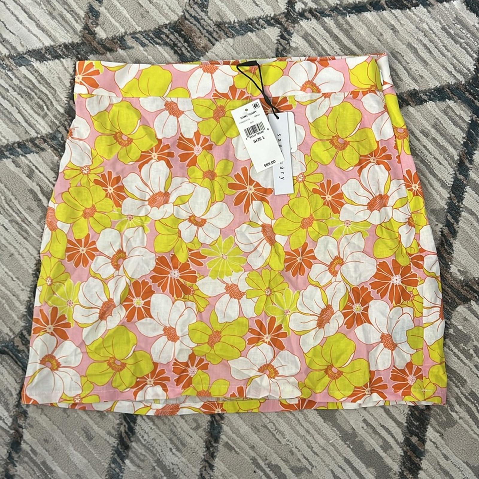 Sanctuary Everywhere Linen Blend Mini Skirt in Sunny Days, Size L New w/Tag