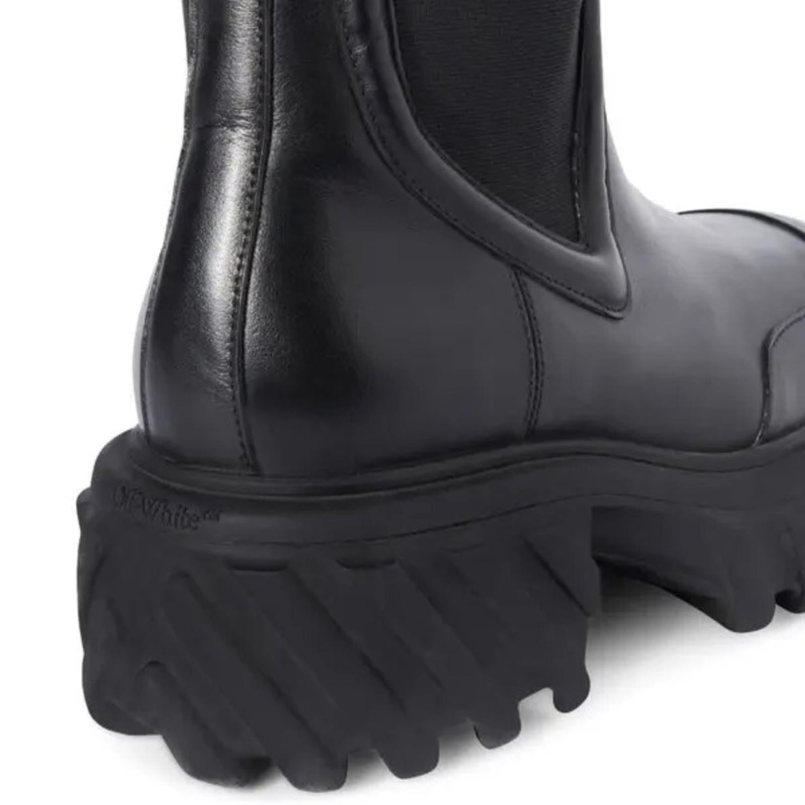 Off-White Black Tractor Motor Leather Boots, NWT, Size 38