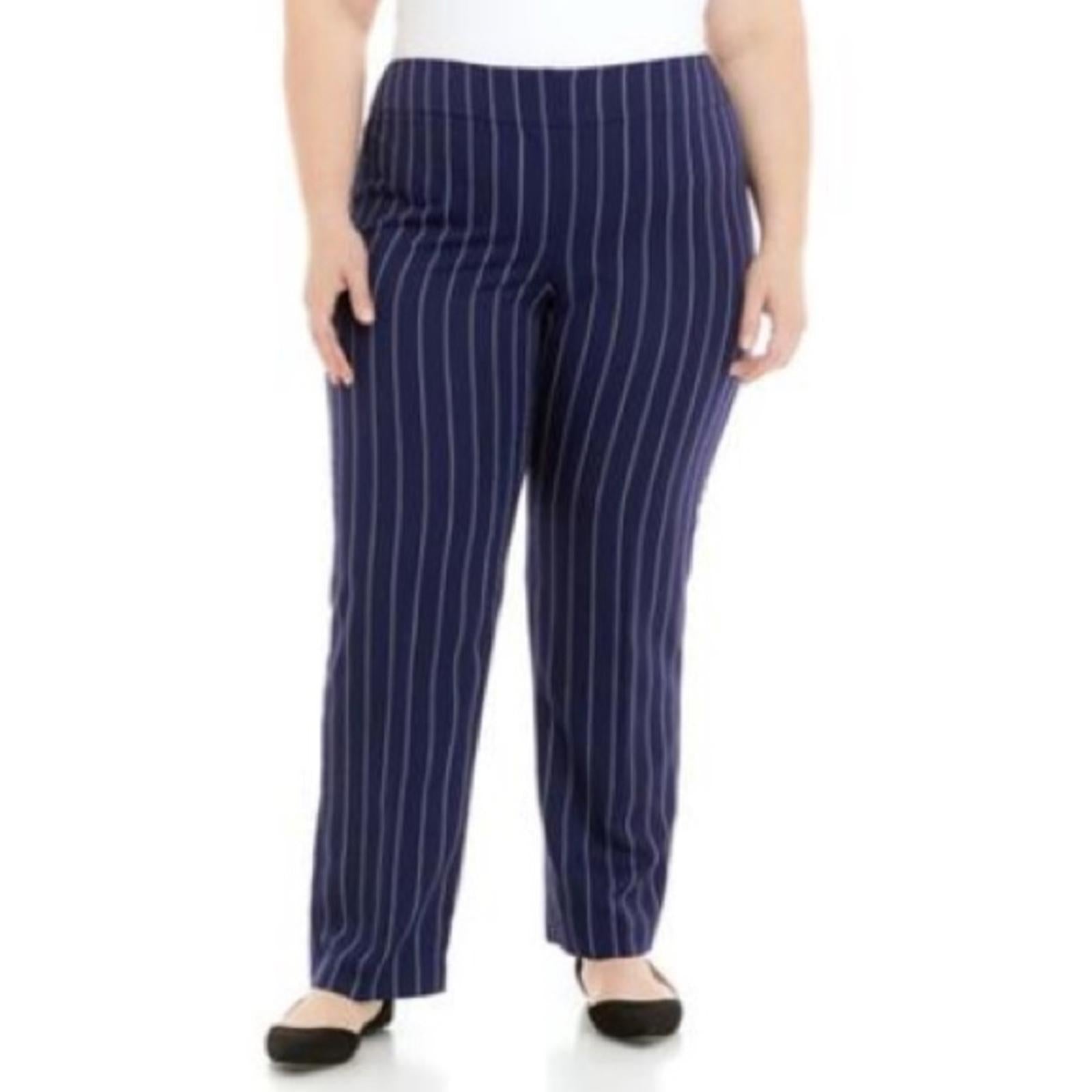 Kasper Plus Size Pinstriped Mid-Rise Straight-Leg Pants, NWT, Size 18W