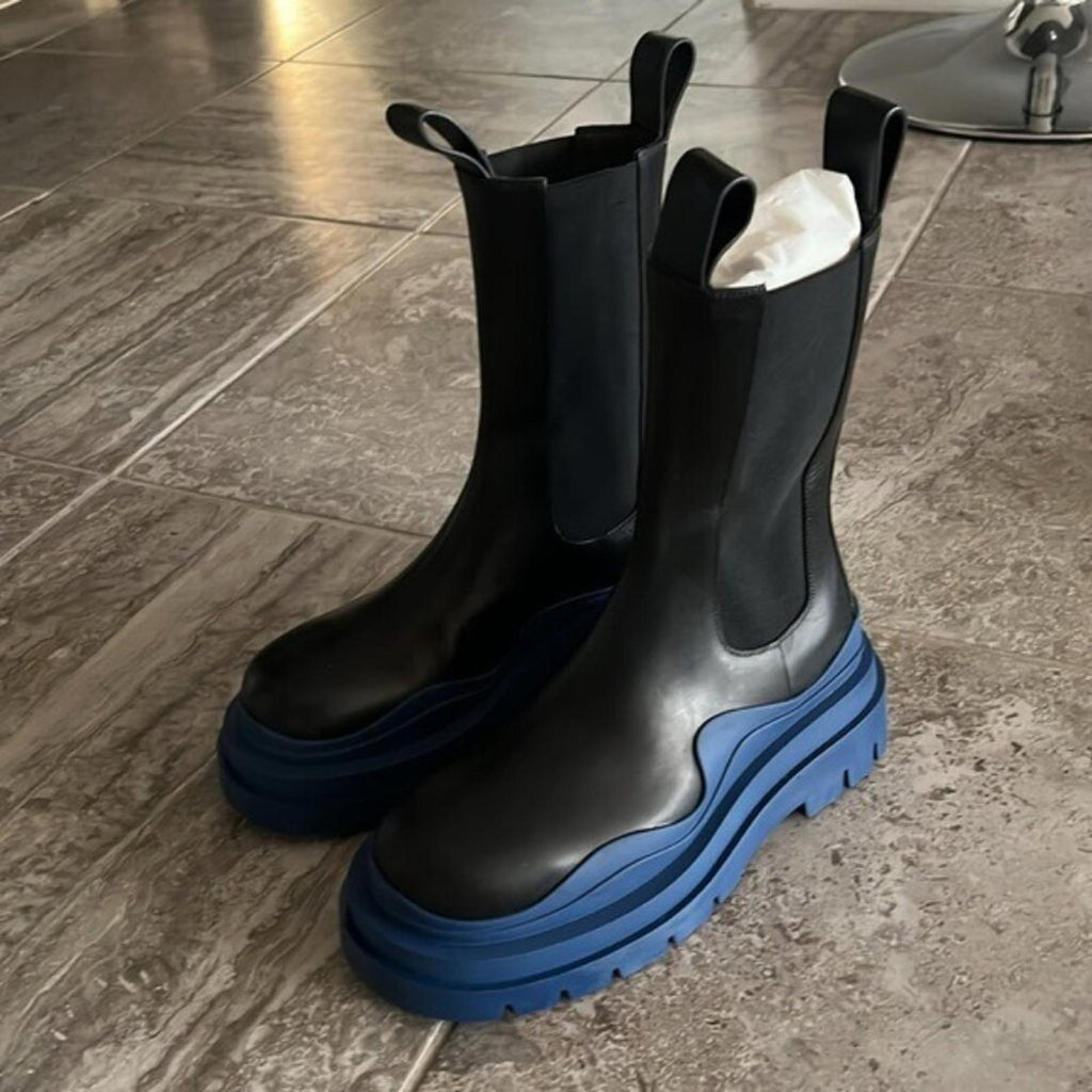 Bottega Veneta Black ‘Tire’ platform Chelsea Boots, Size 40 New in Box +DustBag