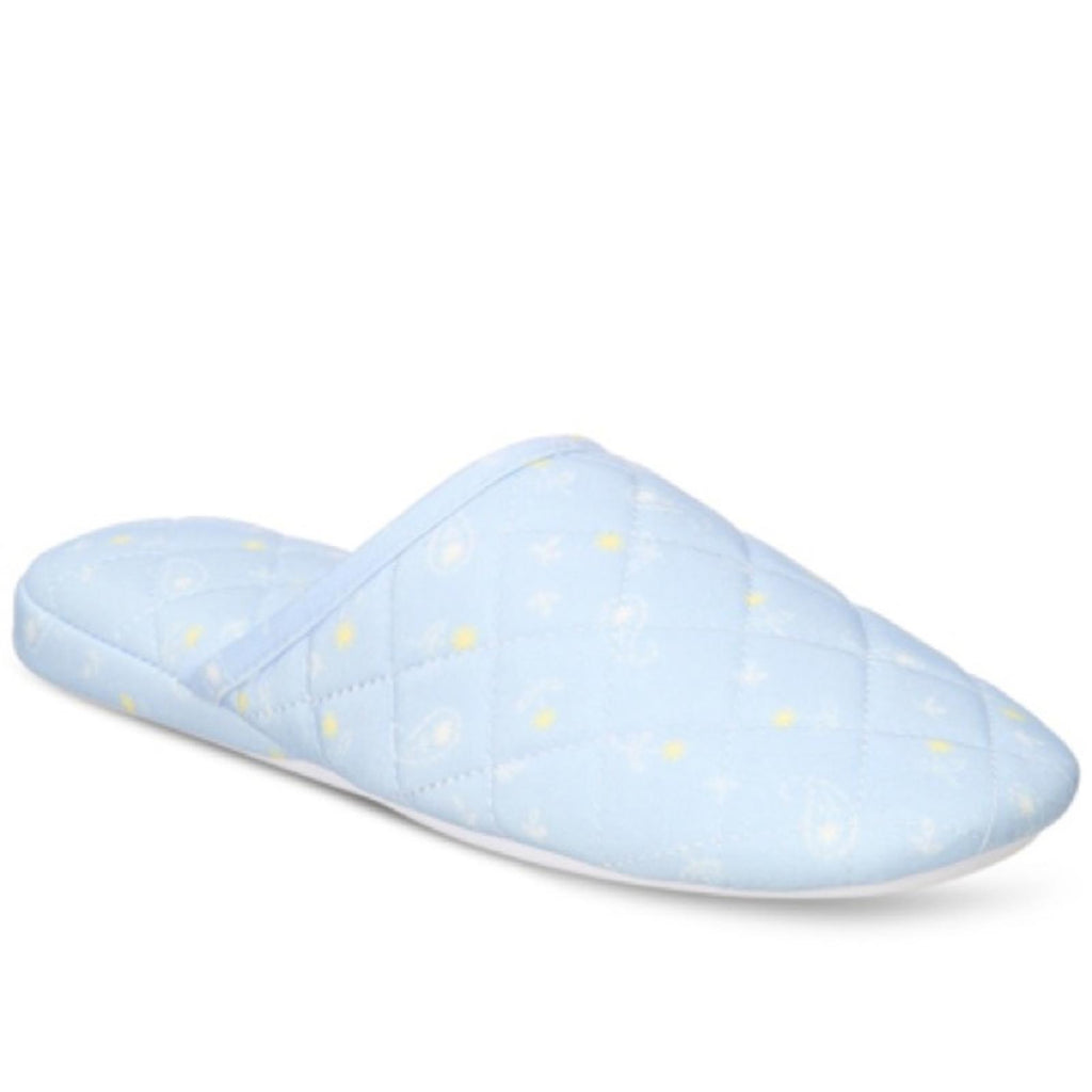 New Charter Club Quilted Paisley Floral Slippers, Blue Size XL (US 11-12) NWT
