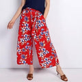 Gibson Look Cropped Wide Leg Belted Pants in Red Print, Size XL New in Packaging