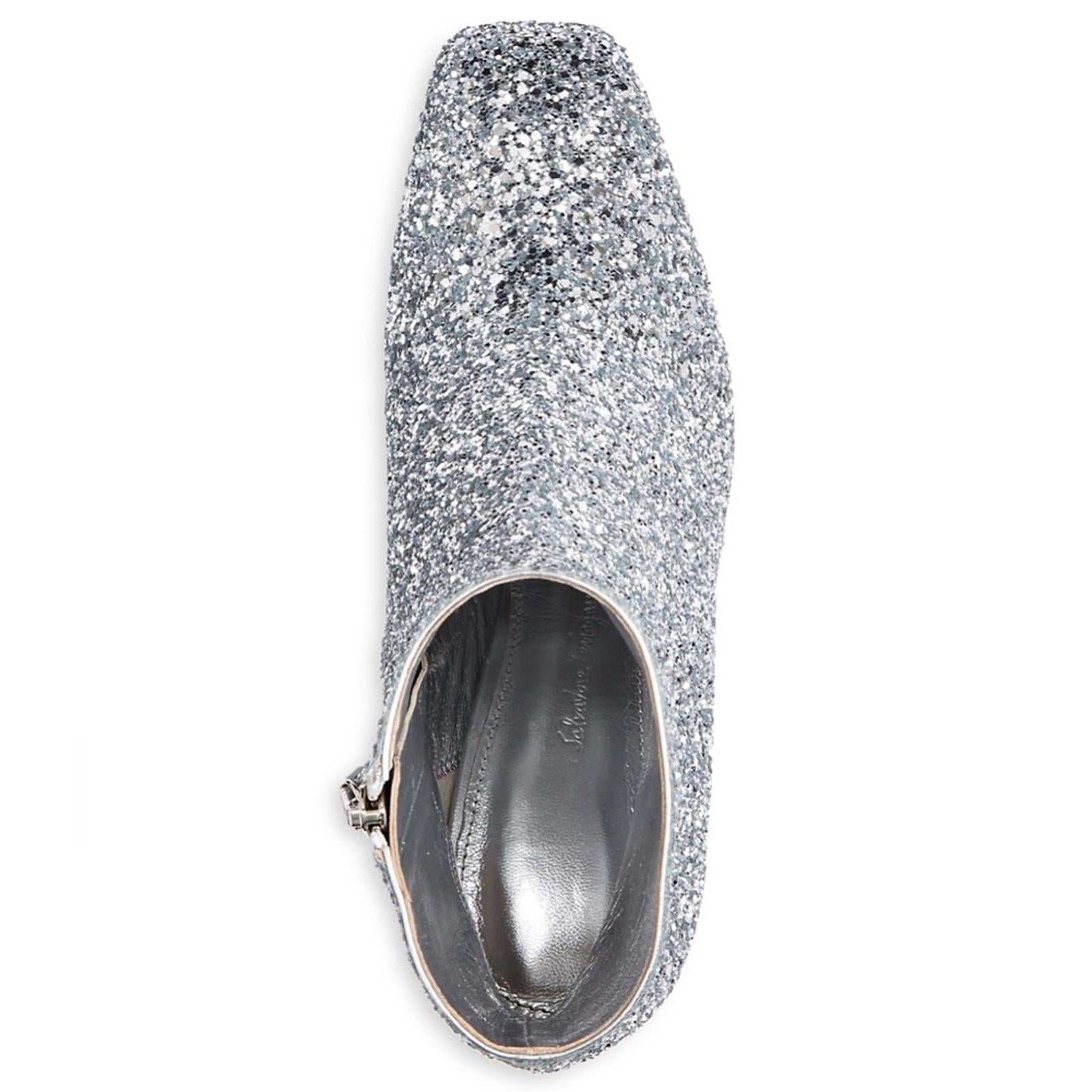 Salvatore Ferragamo Glitter Sculptural-Heel Zip Booties Size 10 New in Box $1295