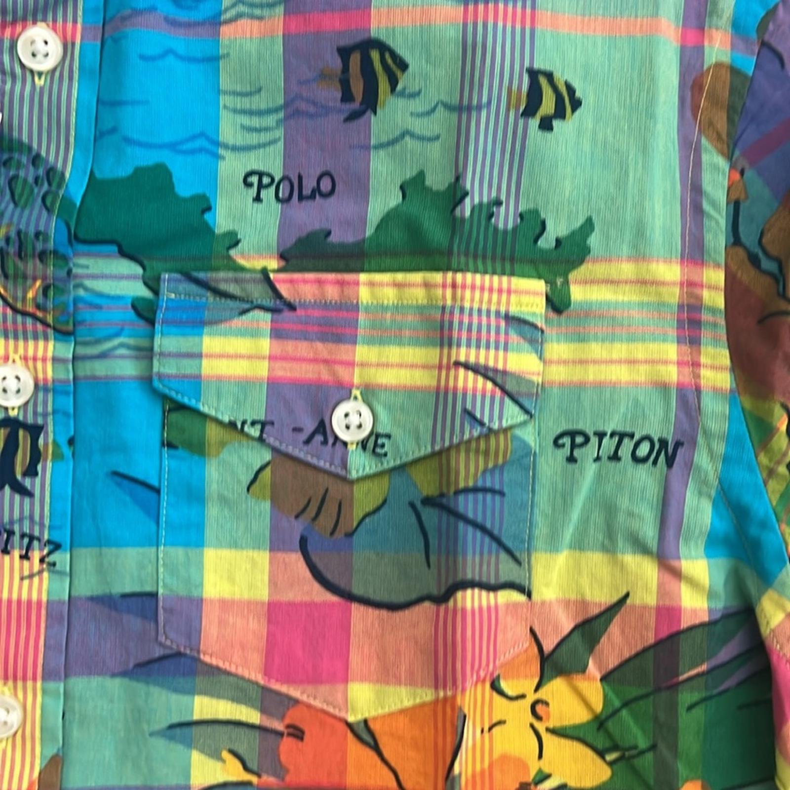 Polo by Ralph Lauren Tropical-Print Cotton Madras Shirt, Size L(14-16) NEW w/Tag
