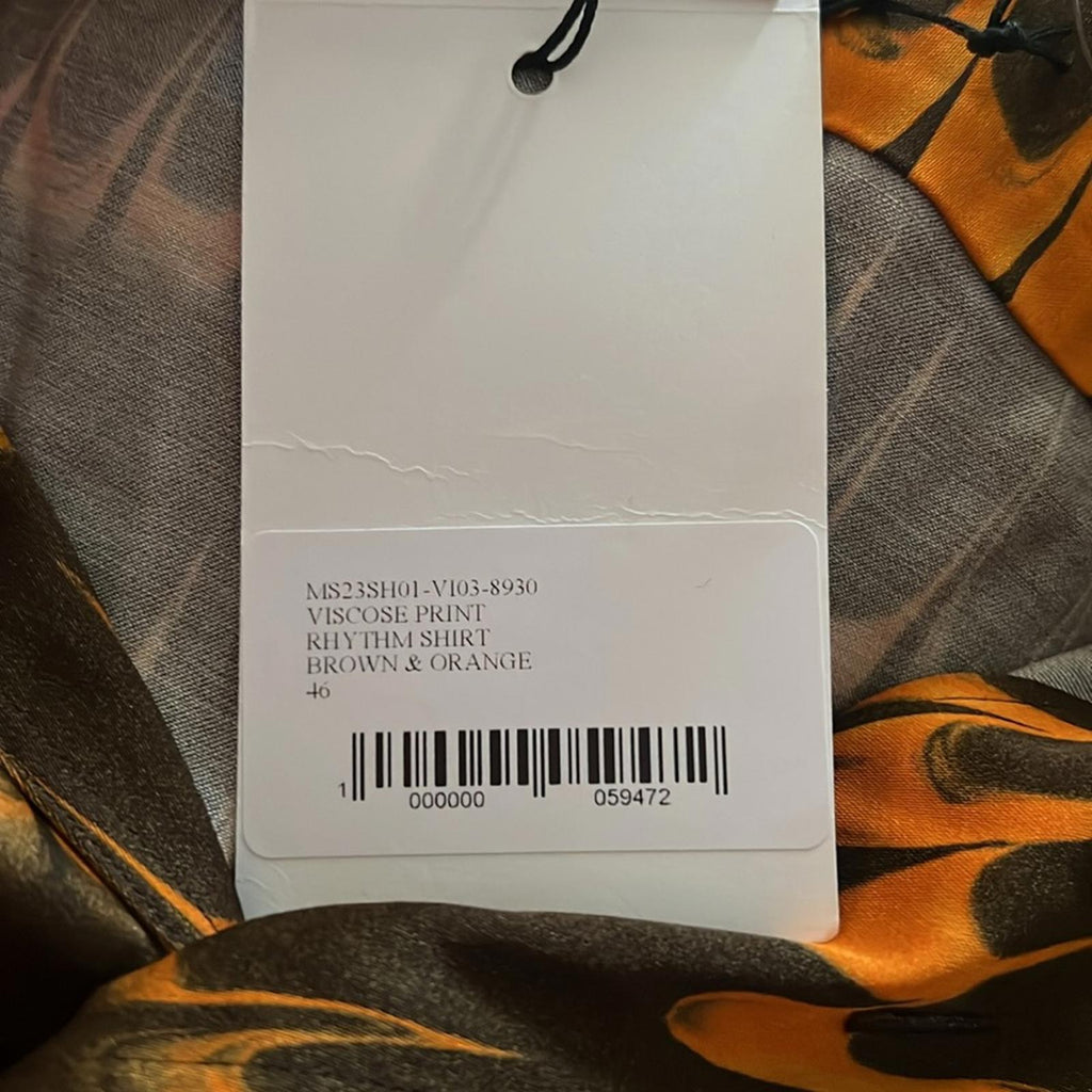 Wales Bonner Rhythm Short Sleeve Shirt in Brown Orange, NWT, Size 46