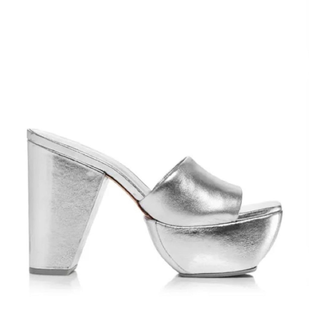 Cult Gaia Nadia Platform Sandals in Shiny Silver, NWT, Size EU 37