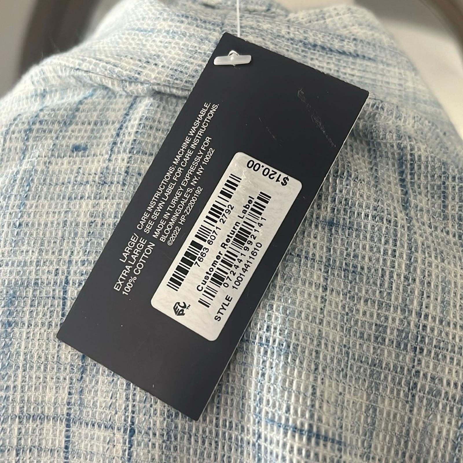 Hudson Park Collection Strié Print Waffle Bathrobe, Blue - Size L/XL New w/Tag