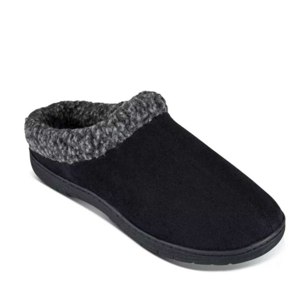 NEW Haggar Men's Faux-Suede Clog Slippers in Black, Size L (9.5-10.5) New in Box
