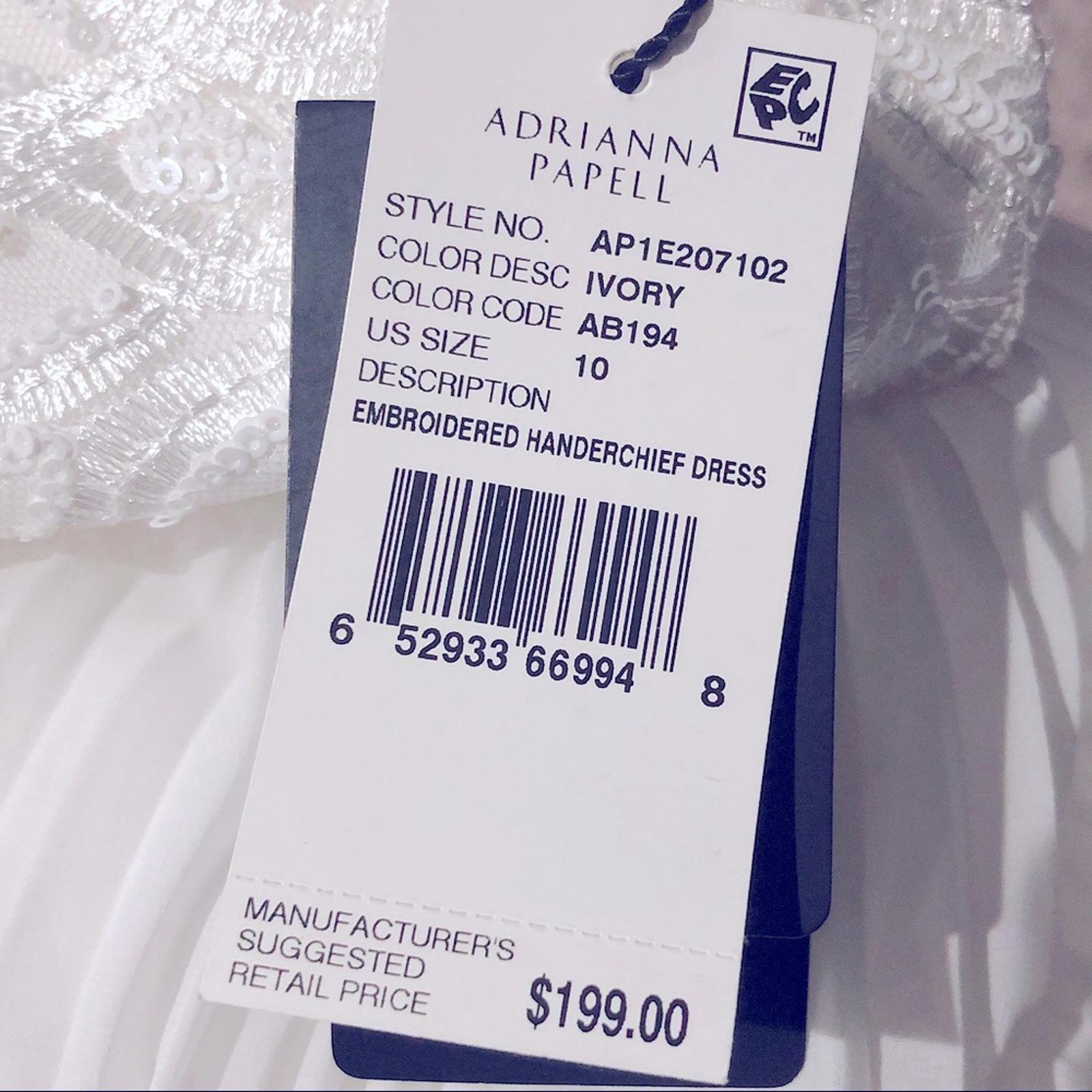 Adrianna Papell Pleated Short Cocktail Midi Dress in Ivory, Size 10 New w/Tag