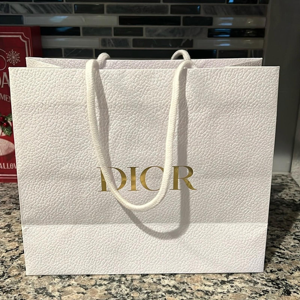 DIOR Ribbon & Gift Bag in White/Gold EXCELLENT!