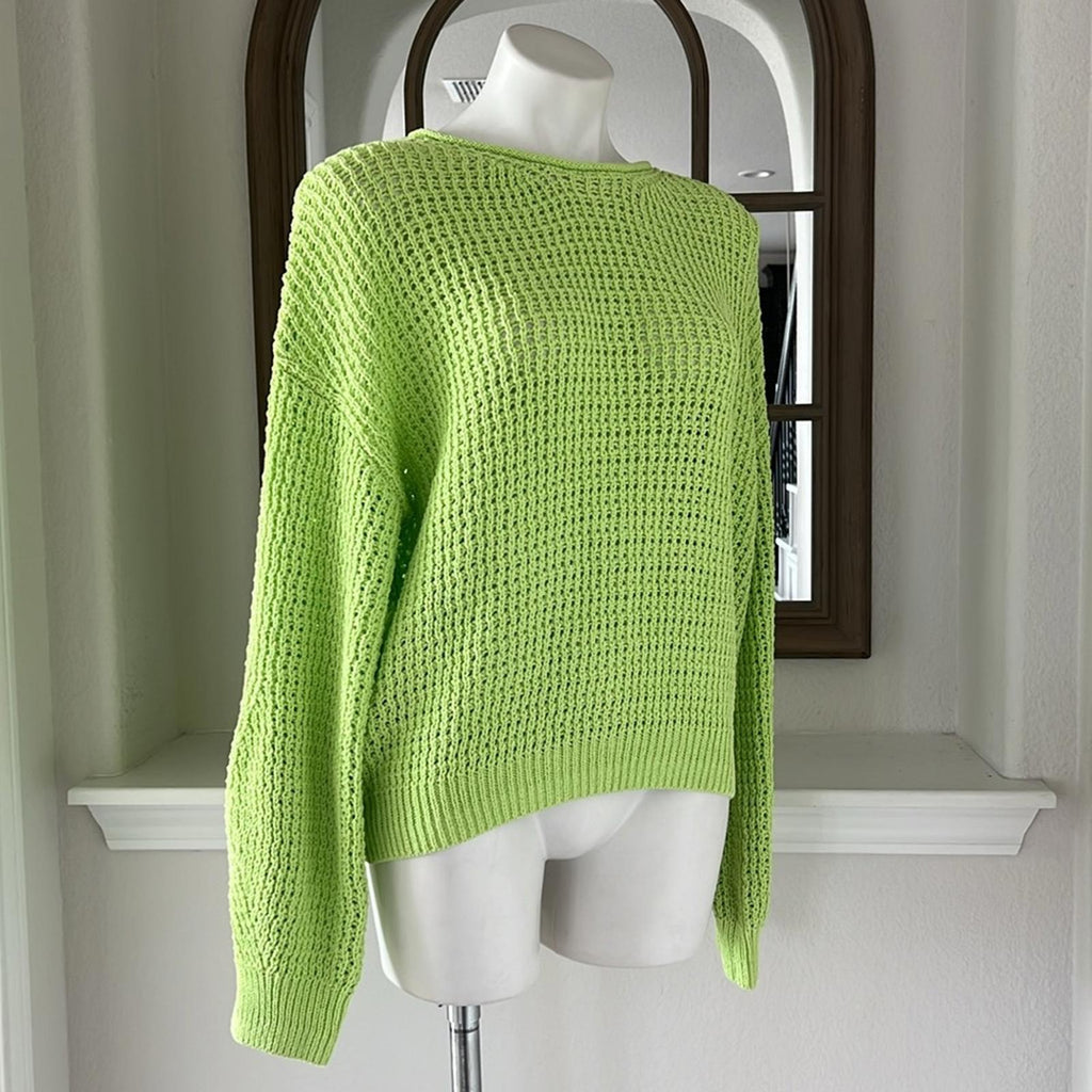 New A.L.C Loose Knit Sweater in Lime Green, Size XL New w/Tag Retail $350