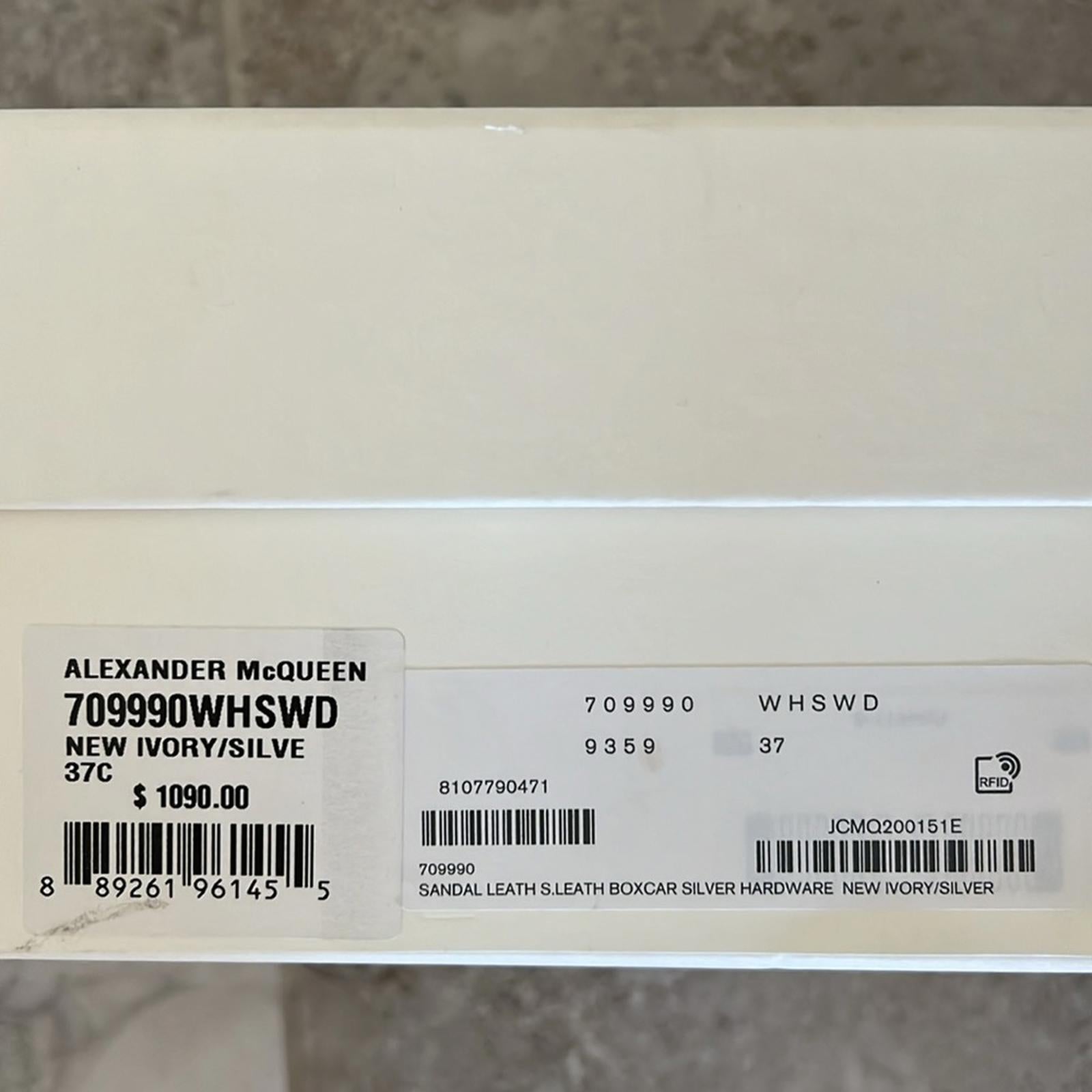 Alexander McQueen New Ivory/ Silver Size 37C New in Box Retail $1,090