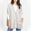 Splendid Op-Art Stripe Cashmere Blend Sweater Poncho Button Front S EXCELLENT