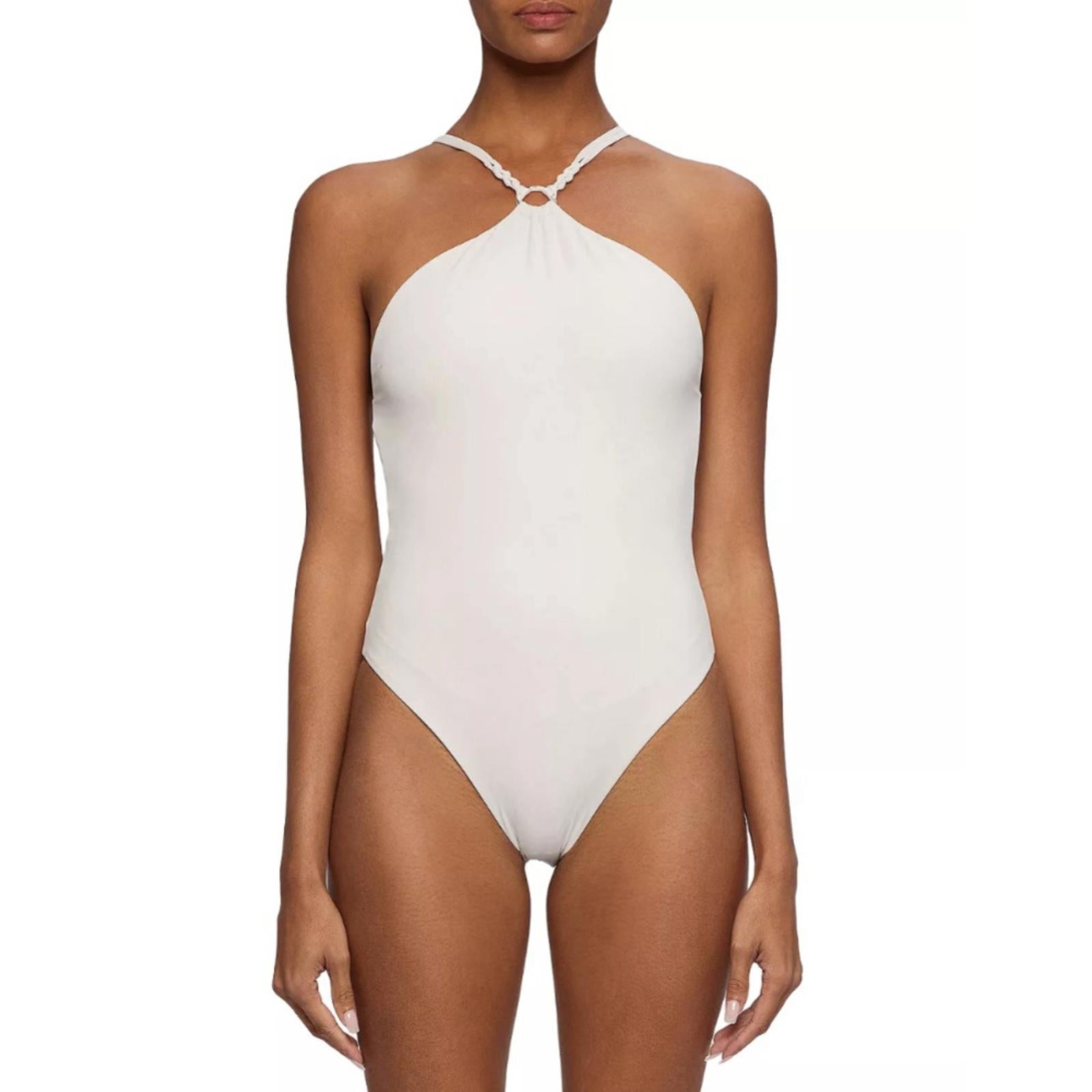Jonathan Simkhai Shea Macramé One Piece Swimsuit in Ceramic, Size S New w/Tag