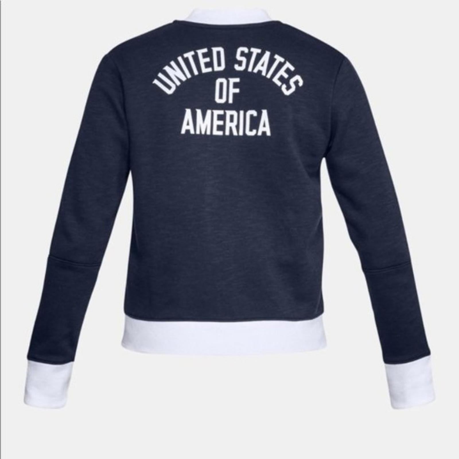 Under Armour Team USA Bomber Jacket Zip Sweatshirt Patriotic Navy Size M NWT
