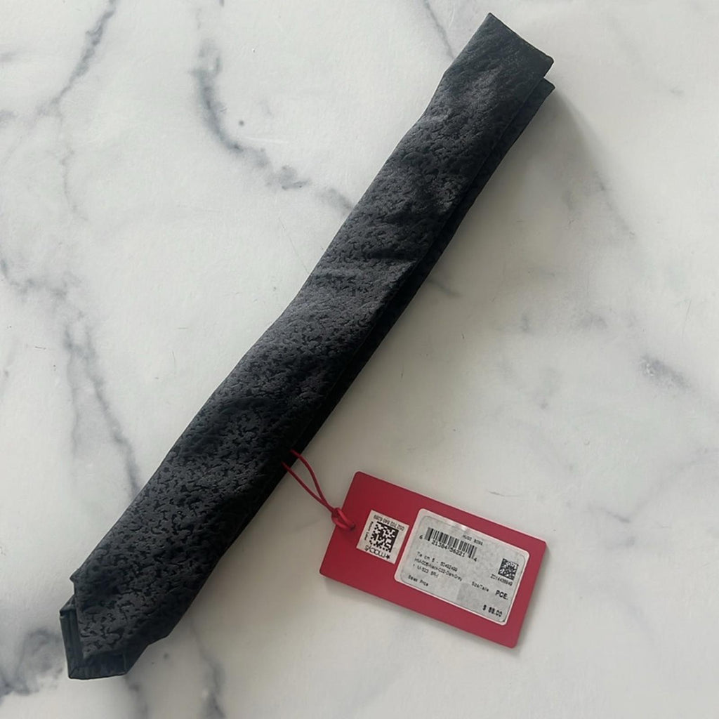 HUGO Men's Silk Jacquard Slim Tie in Dark Grey, One Size, New with Tag