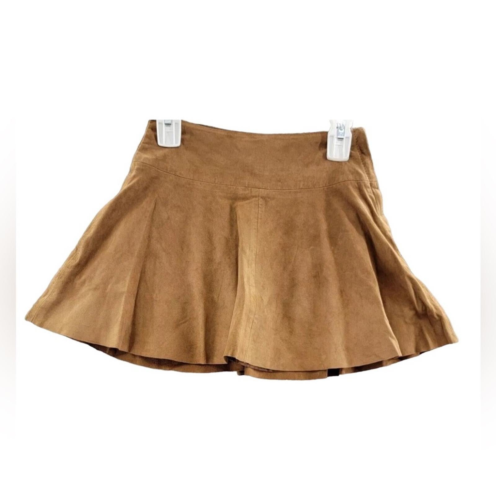 Polo Ralph Lauren Goat-Suede Leather Skirt Girls' Size 3, Maple New w/Tag $245