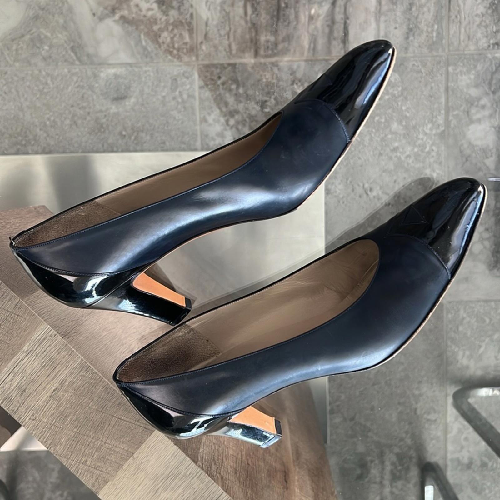 Salvatore Ferragamo Leather Block Heel Shoes, (Made in Italy) Size 10