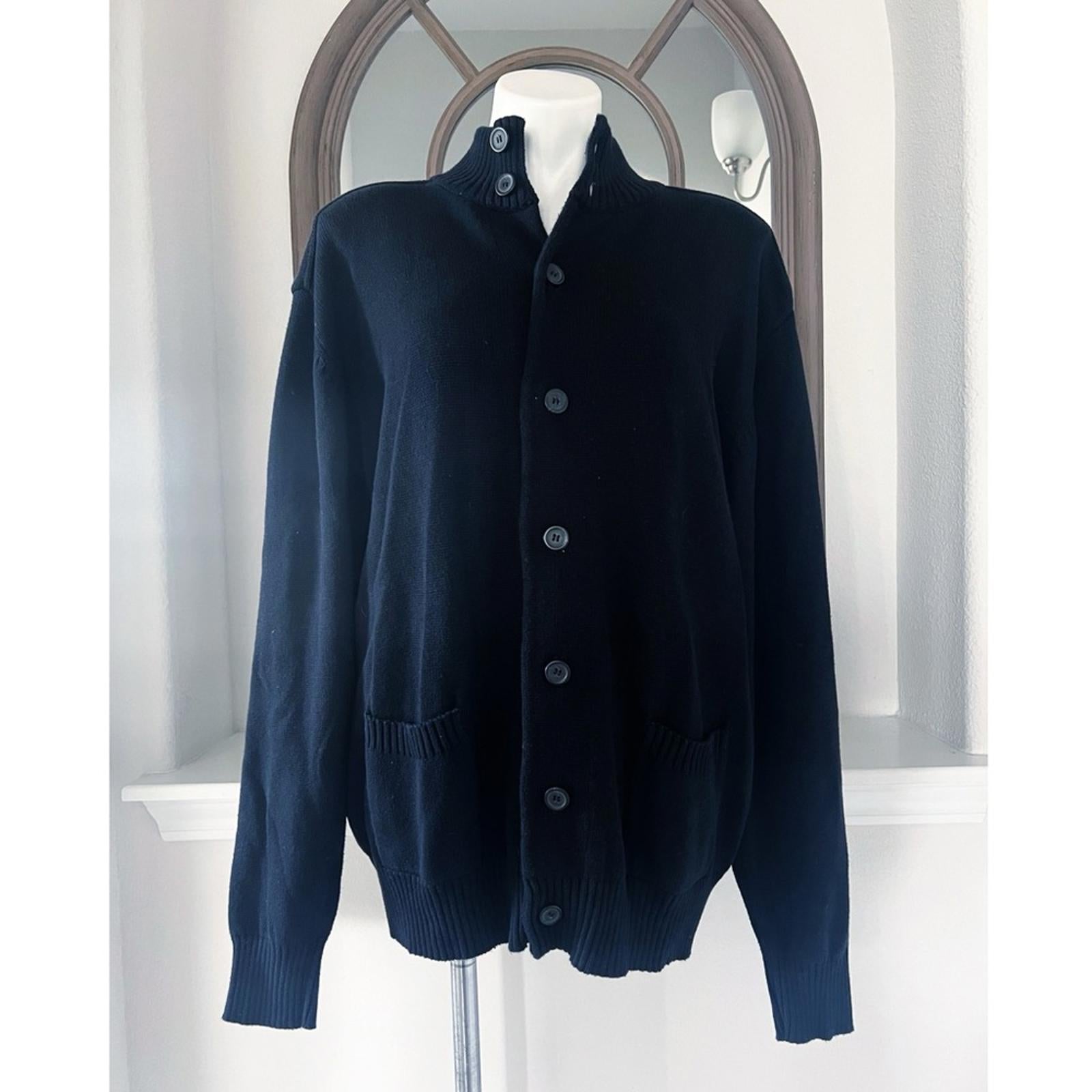 Oscar De La Renta Button Front Cardigan with Pockets, Black, Men’s Size XXL