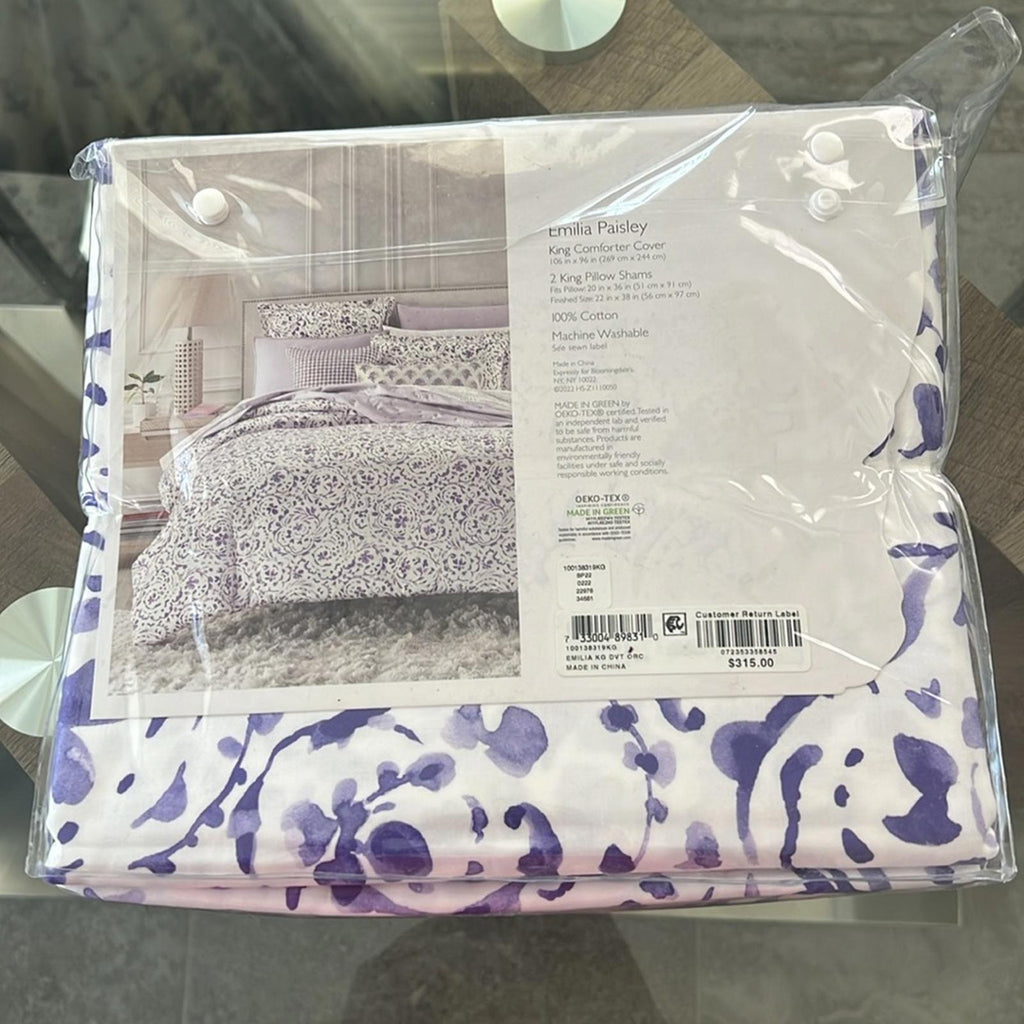 SKY Emilia Paisley 3-Piece King Comforter Cover & 2King Pillow Shams, NWT $315