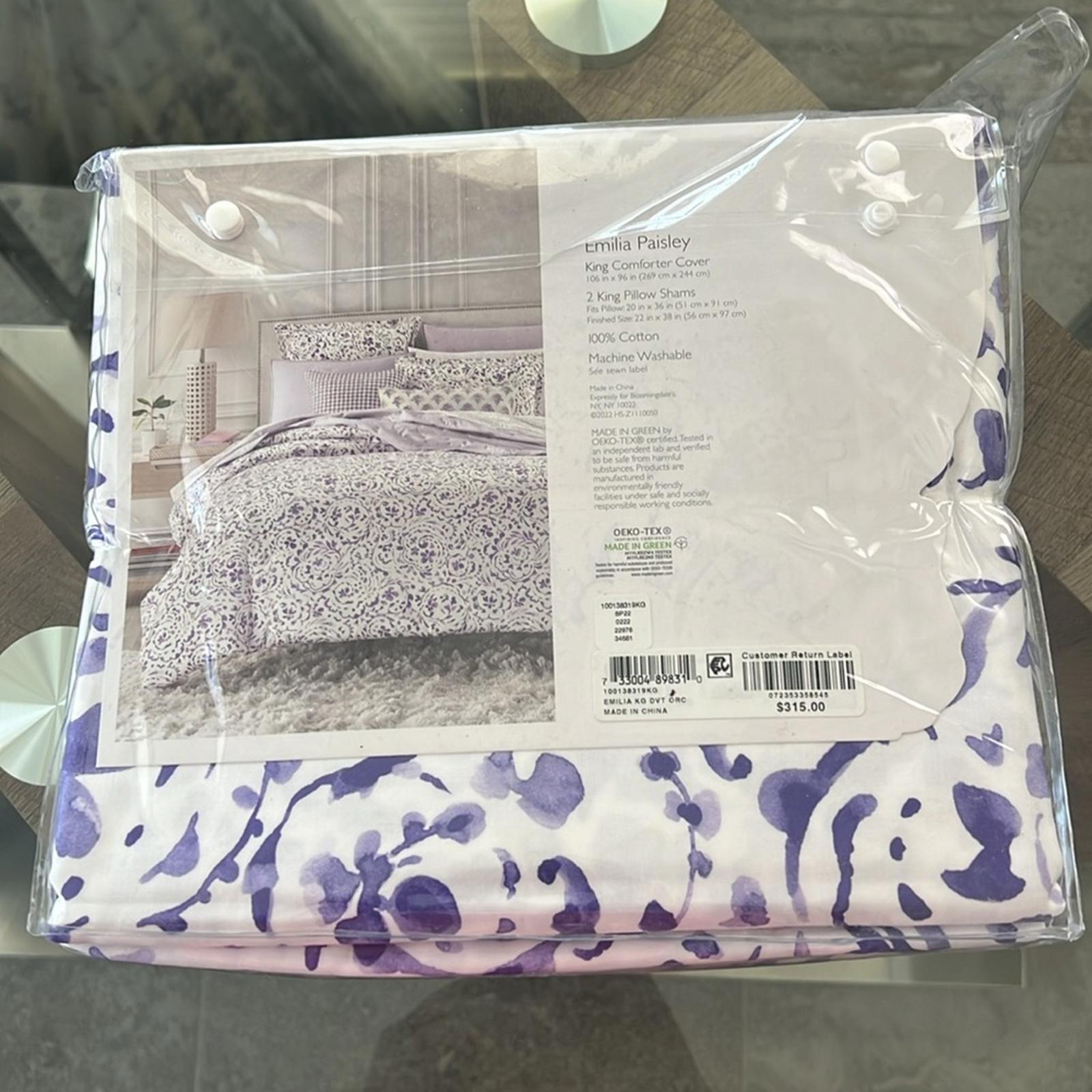 SKY Emilia Paisley 3-Piece King Comforter Cover & 2King Pillow Shams, NWT $315