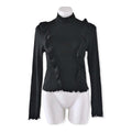 June & Hudson Mock Neck Sweater w/Ruffles Black w/ White Trim Size XL New w/Tag