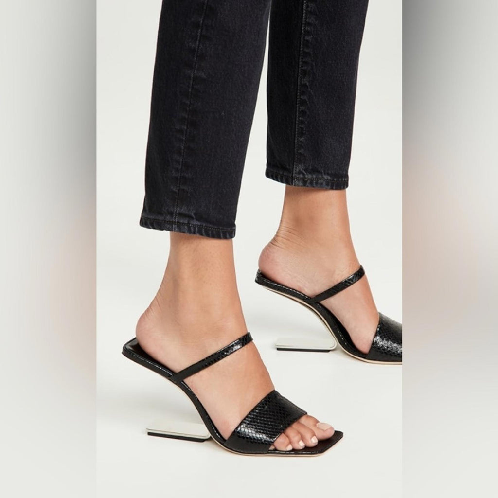 Cult Gaia BLACK Rene Cut-Out Heel Sandals, Size 37 x Revolve New in Box +DustBag