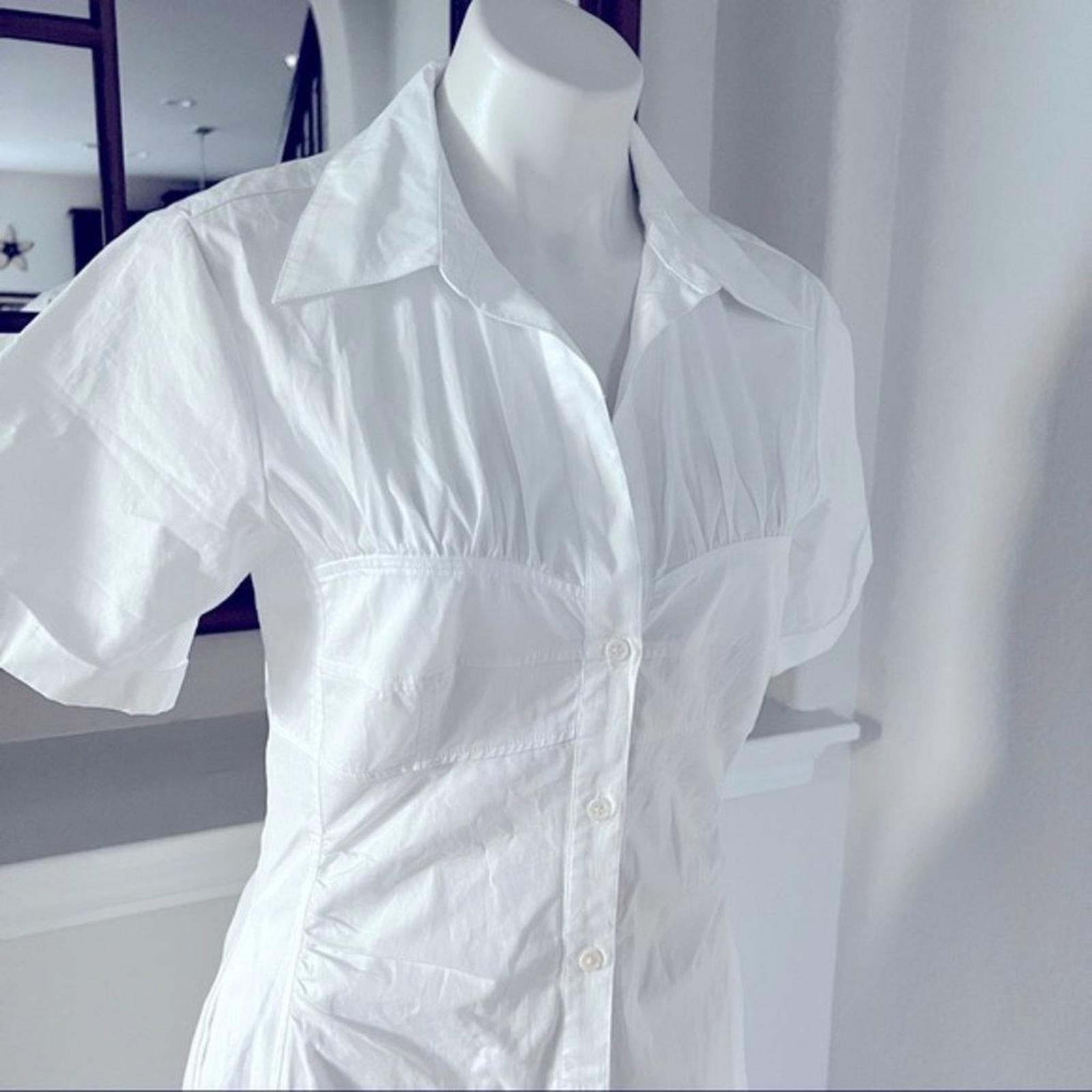 Nicholas Tenley Shirtdress Dress in White, NEW, Size 8, Retail $395