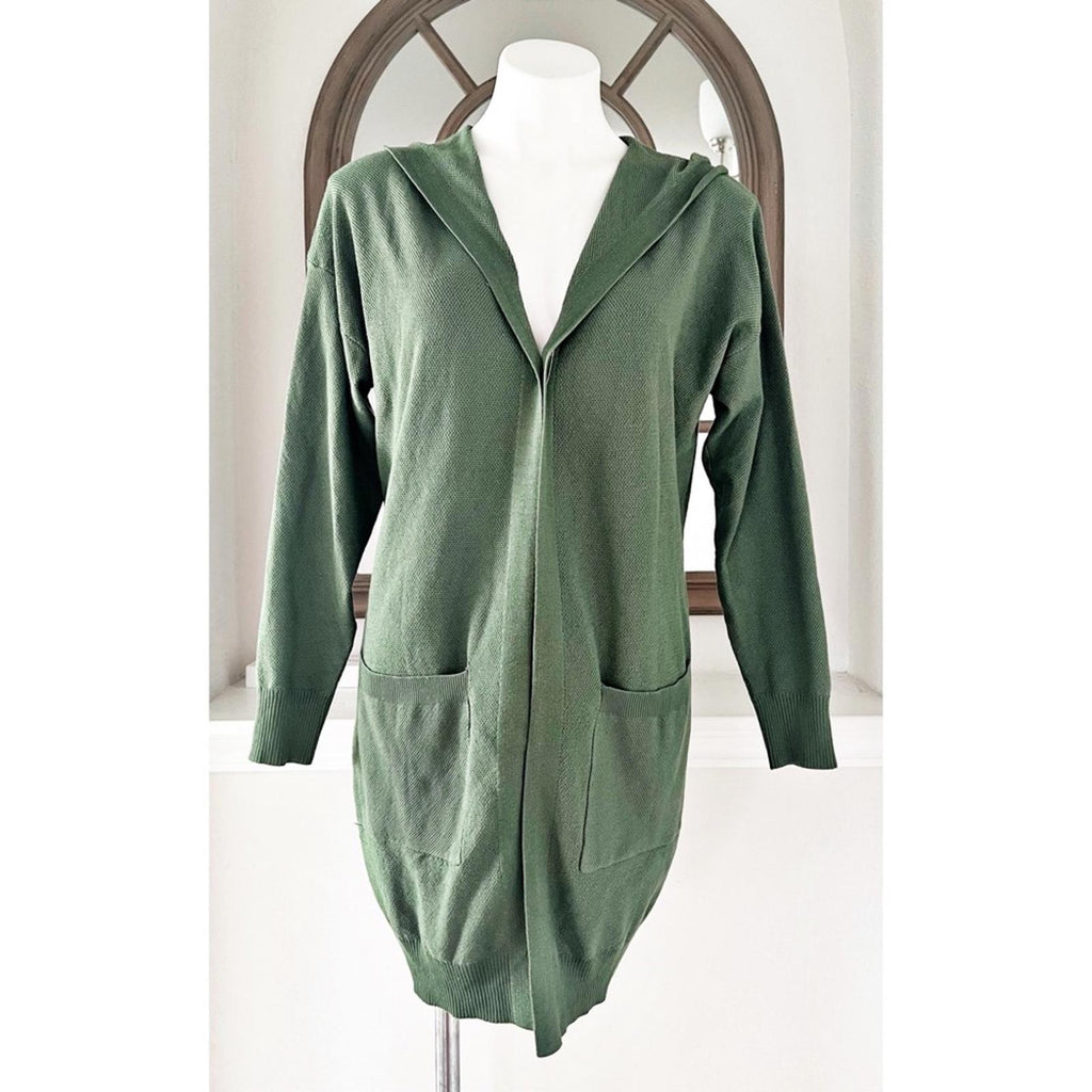 NWT Merokeety Long Cardigan w/Pockets Open Front in Olive, Size S New w/Tag