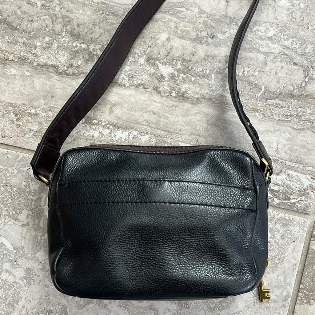 Fossil Aria Cow Hide Leather Shoulder Bag, Patchwork Black & Brown, Retail $178