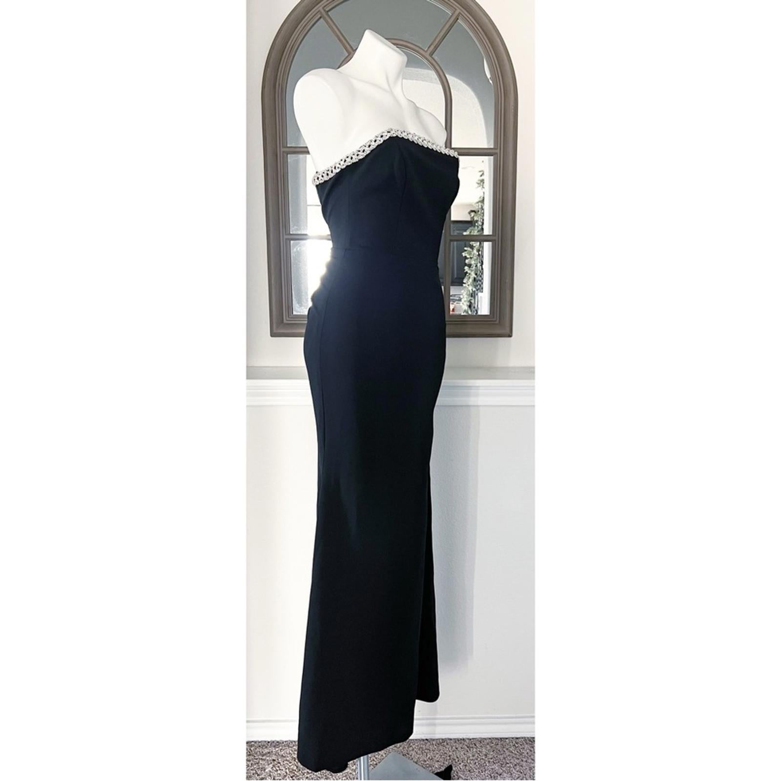 Aqua Braid Trim Strapless Gown in Black, Size 2 New w/Tag $268