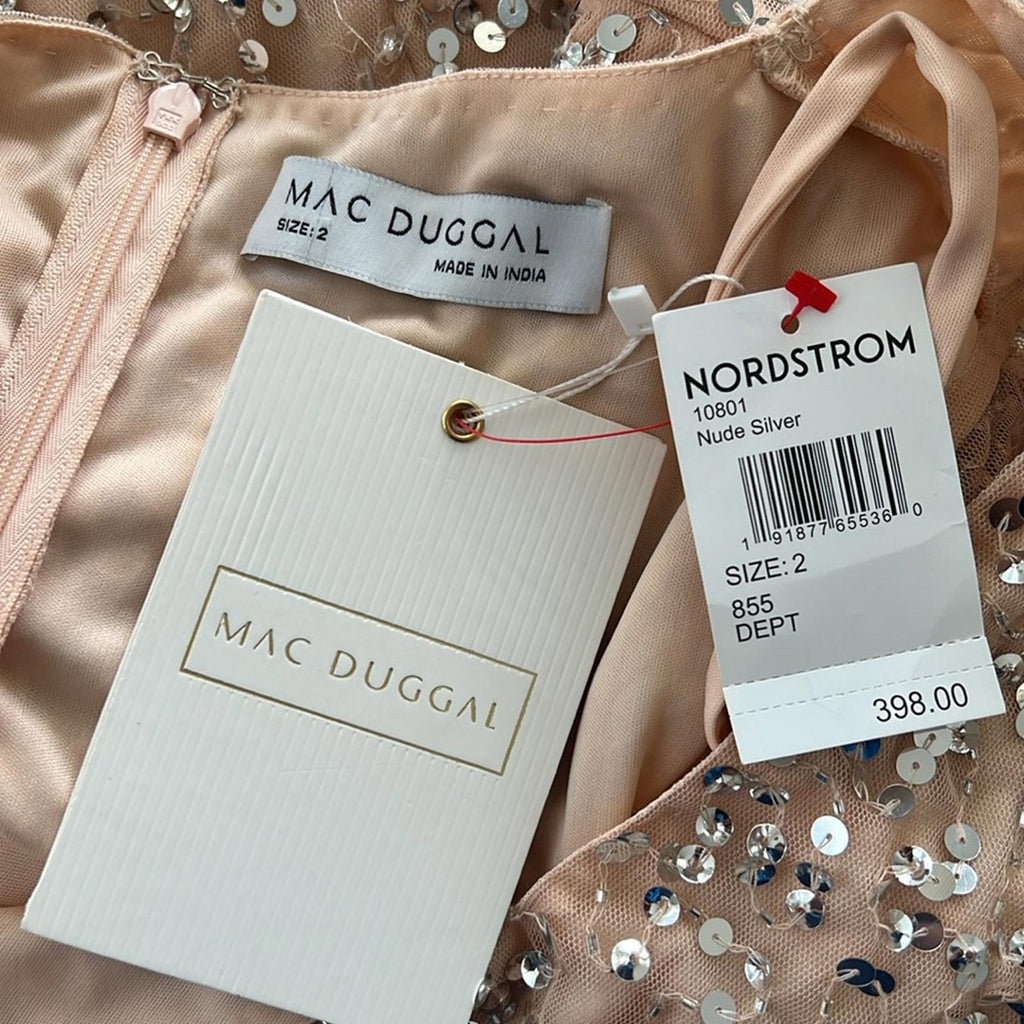 Mac Duggal Cocktail Dress, Light Peach Size 2 Style New w/Tag Retail $398