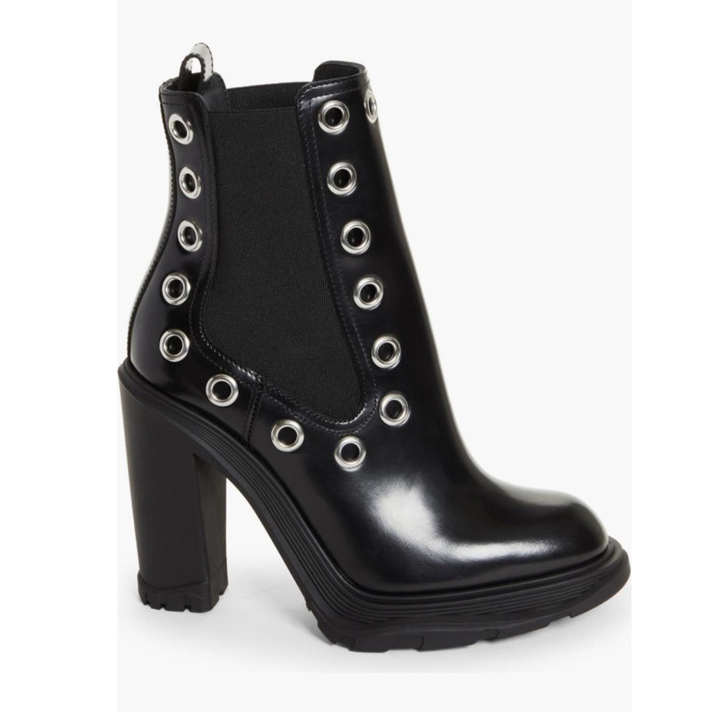 Alexander McQueen Tread Grommet Embellished Boots, Size 41 New +DustBag $1290